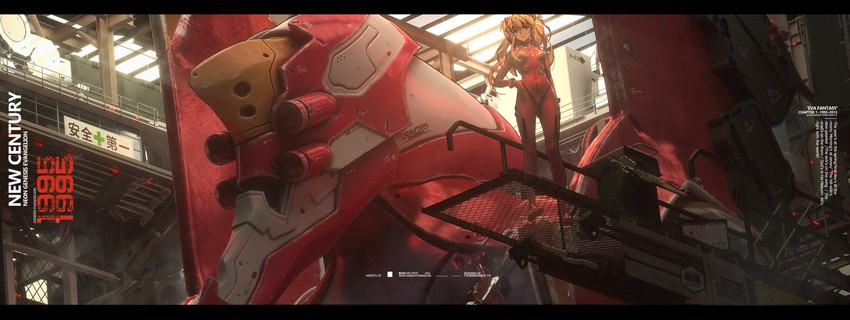 souryuu asuka langley and eva 02 (neon genesis evangelion) drawn by ibara_dance