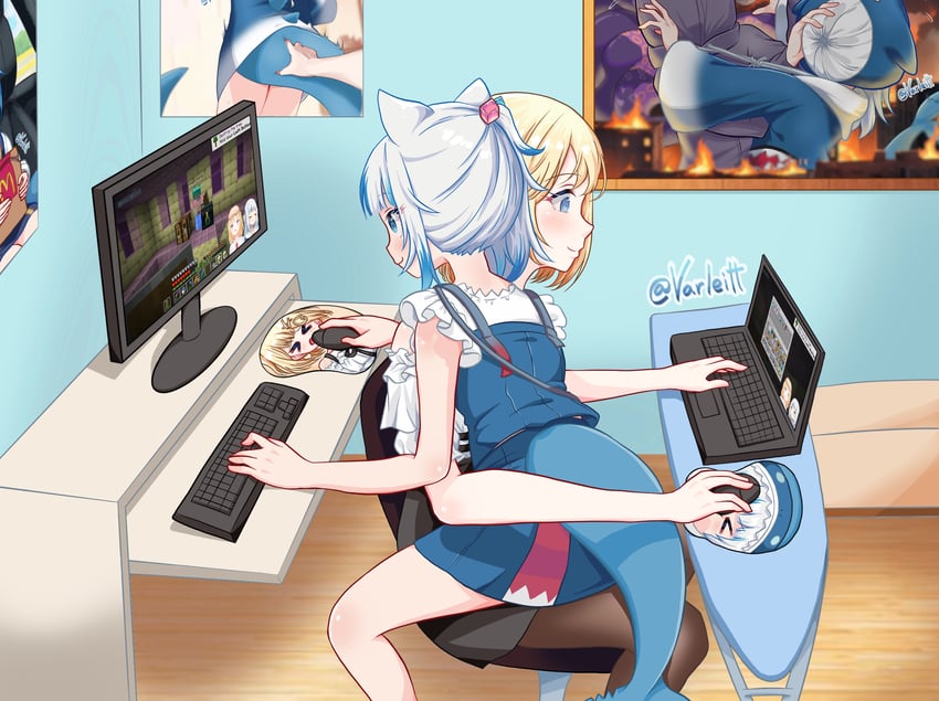 gawr gura, ninomae ina'nis, and watson amelia (hololive and 3 more) drawn by varliet