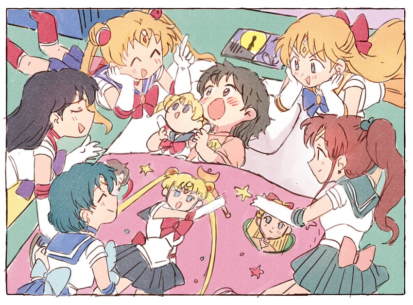 tsukino usagi, sailor moon, mizuno ami, aino minako, hino rei, and 5 more (bishoujo senshi sailor moon) drawn by tsubobot