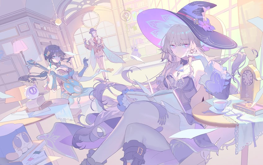 herta, the herta, ruan mei, and screwllum (honkai and 1 more) drawn by luzi/fengli_nanzi