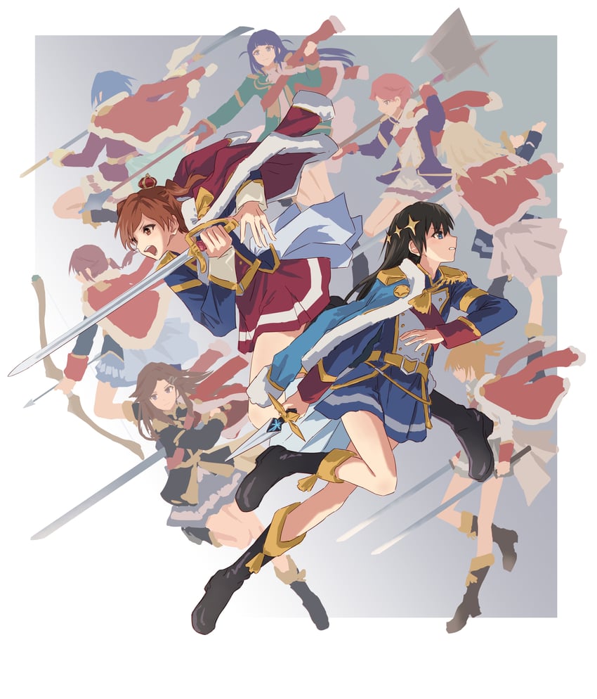 saijou claudine, tendou maya, daiba nana, aijou karen, tsuyuzaki mahiru, and 4 more (fire emblem and 2 more) drawn by bullfalk