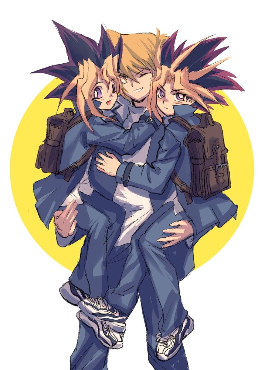 muto yugi, yami yugi, and jonouchi katsuya (yu-gi-oh! and 1 more) drawn by spot_dian