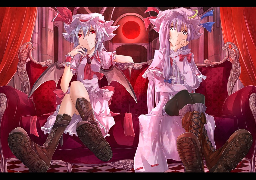 remilia scarlet and patchouli knowledge (touhou) drawn by ram_hachimin