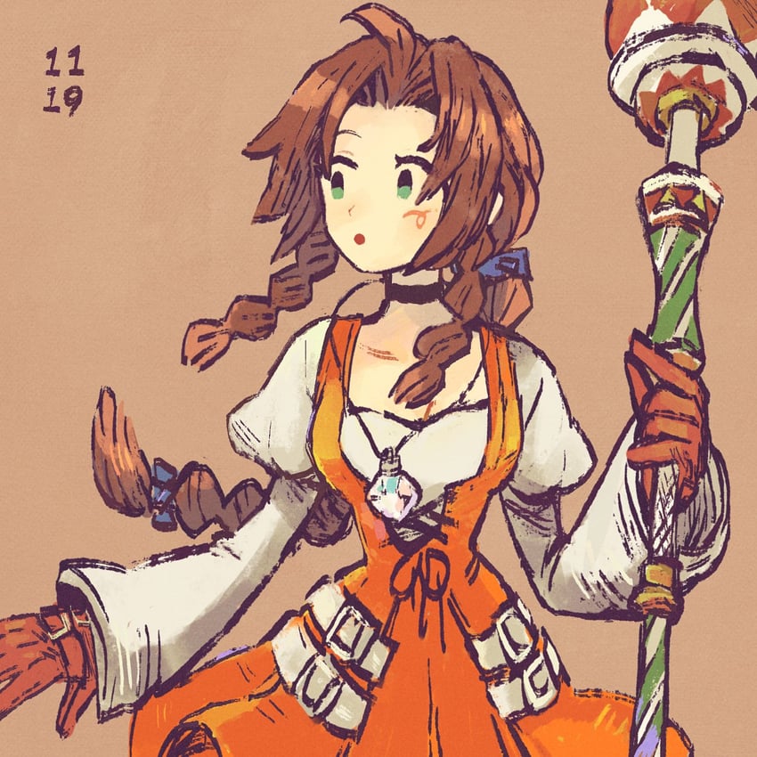 aerith gainsborough and garnet til alexandros xvii (final fantasy and 3 more) drawn by nobu_(25mark)