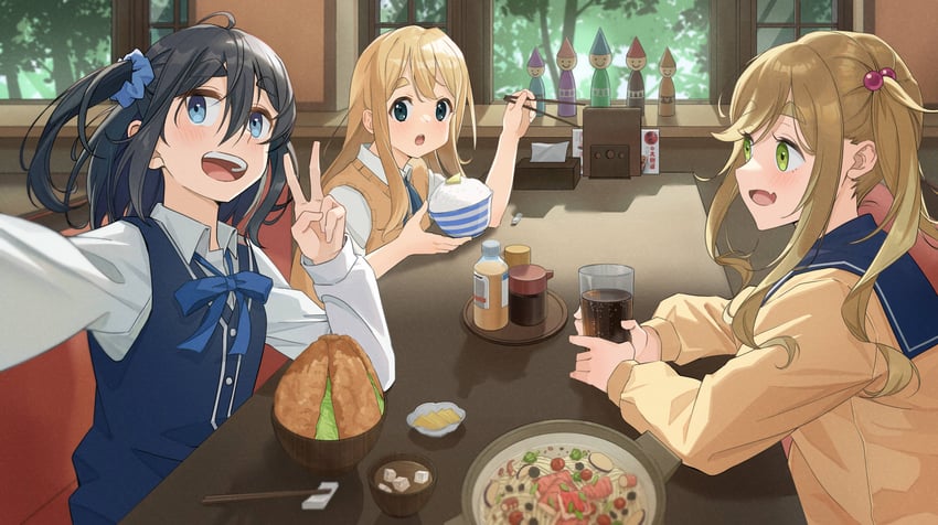 kotobuki tsumugi, inuyama aoi, and amamiya satsuki (k-on! and 3 more) drawn by duang_(user_tsag8258)