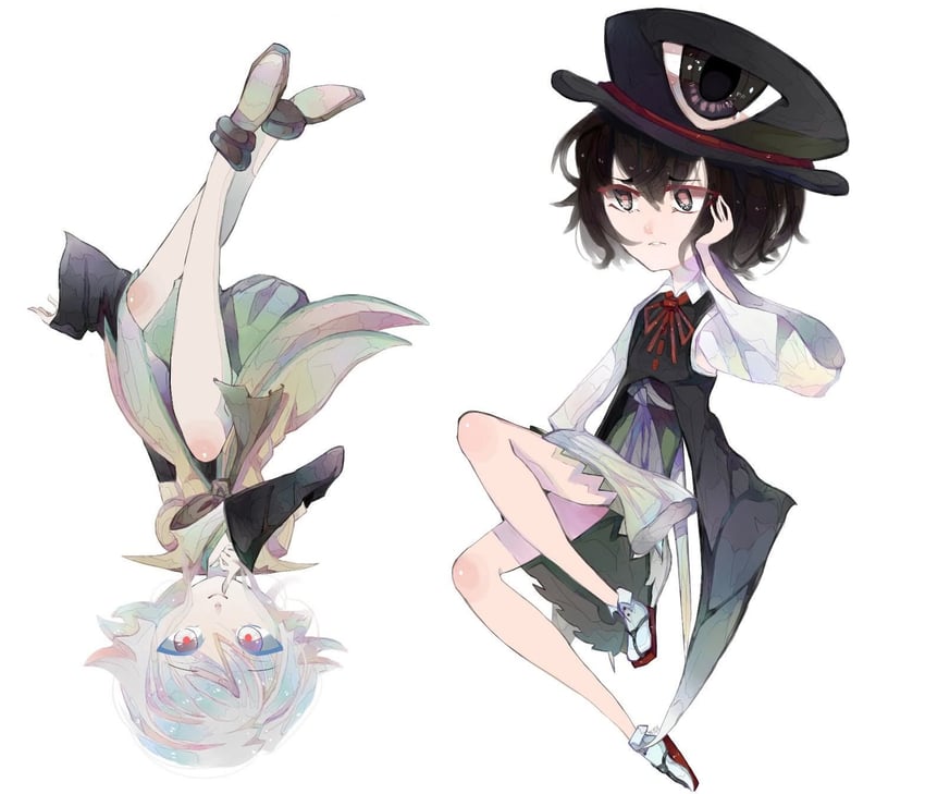 enraku tsubakura and houlen yabusame (len'en) drawn by kai_(144pgold)