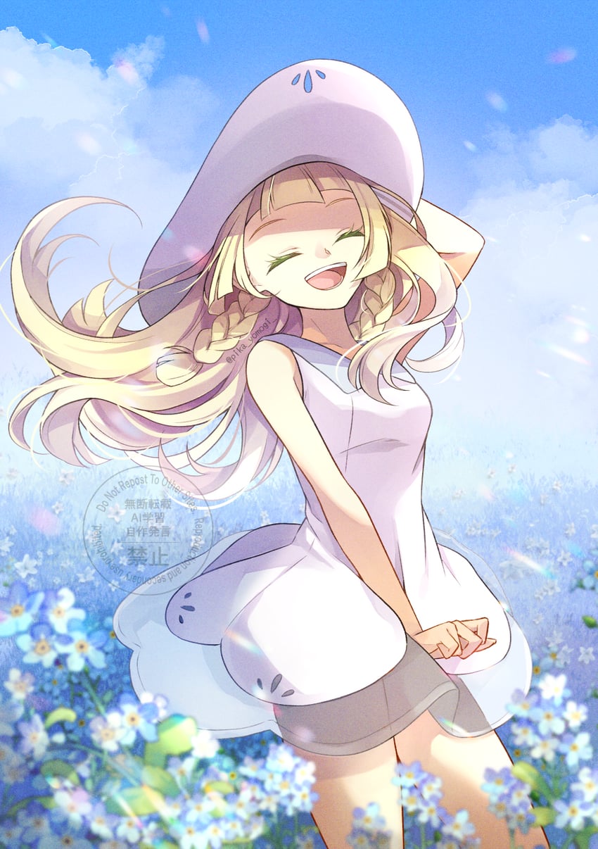 lillie (pokemon and 1 more) drawn by yomogi_(black-elf)