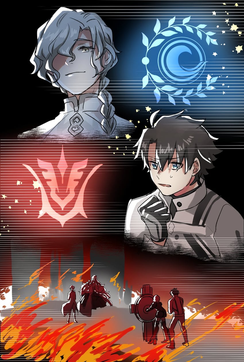 mash kyrielight, fujimaru ritsuka, solomon, and marisbury animusphere (fate and 1 more) drawn by doro_(kura-chou)