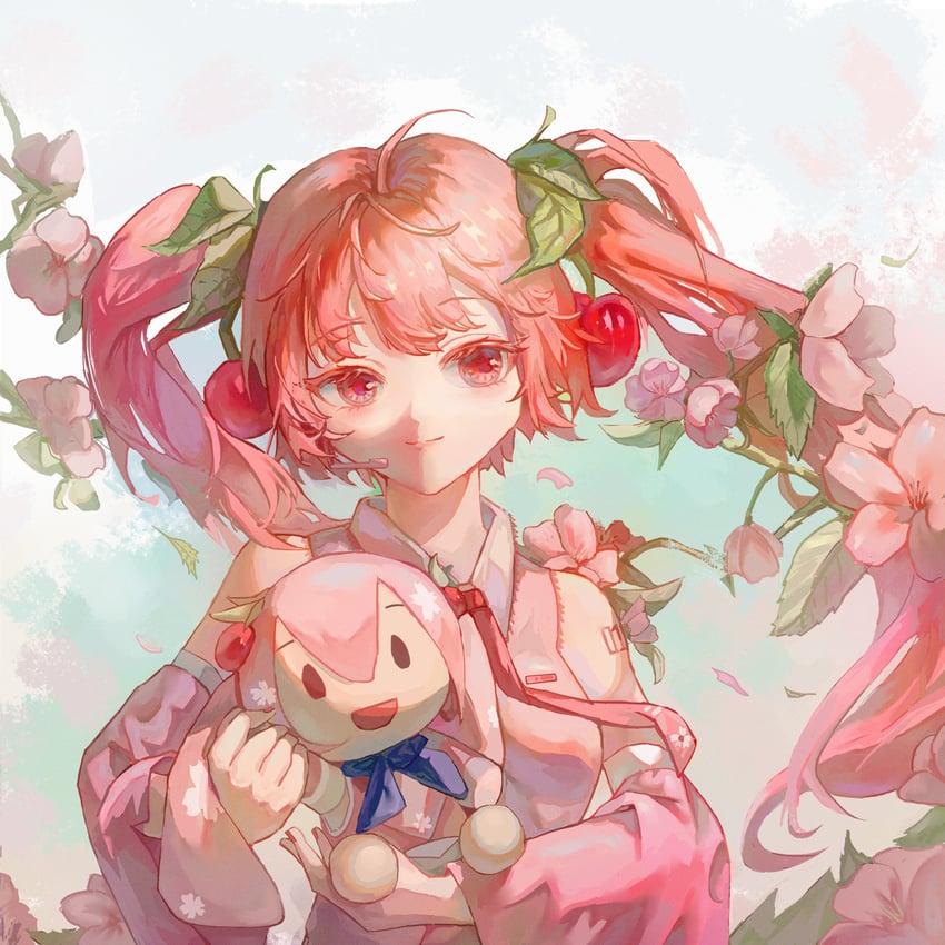 hatsune miku and sakura miku (vocaloid) drawn by hong_douzi