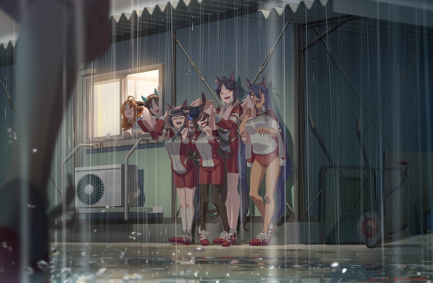 rice shower, hokko tarumae, fuji kiseki, copano rickey, hishi amazon, and 1 more (umamusume) drawn by takuzui