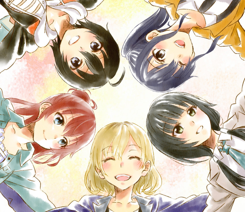 miyamori aoi, yasuhara ema, imai midori, sakaki shizuka, and toudou misa (shirobako) drawn by natsupa