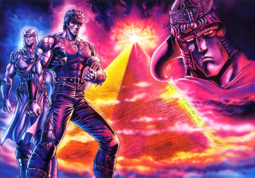 kenshiro, raoh, and toki (hokuto no ken) drawn by hara_tetsuo
