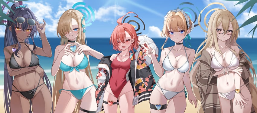 asuna, toki, karin, neru, and akane (blue archive) drawn by noa_(noa01010)
