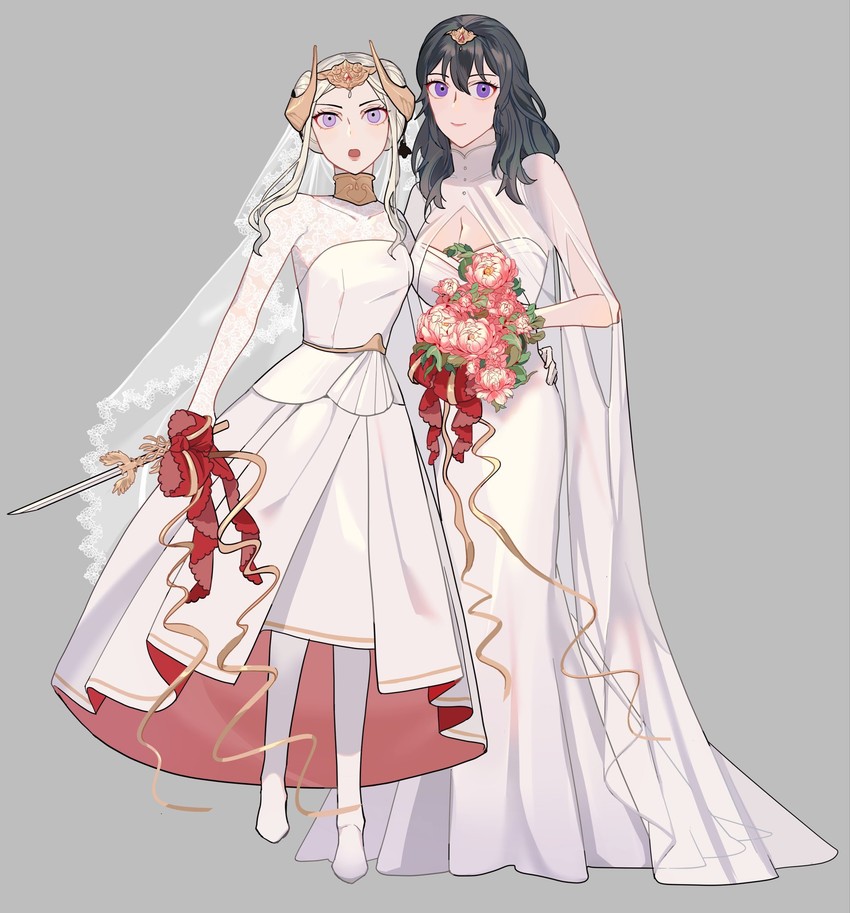 female byleth and edelgard von hresvelg (fire emblem and 1 more) drawn by b_(wldms6650)