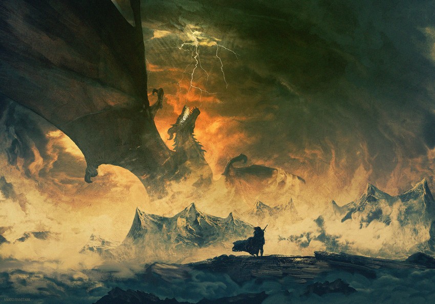 ancalagon (tolkien's legendarium and 1 more) drawn by anato_finnstark