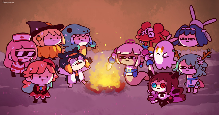 gawr gura, mori calliope, ninomae ina'nis, ouro kronii, nanashi mumei, and 12 more (hololive and 1 more) drawn by keenbiscuit