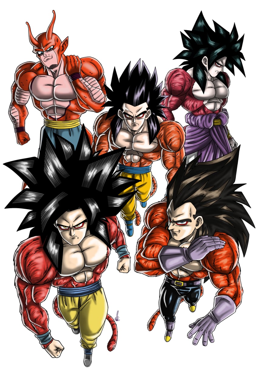 son goku, vegeta, son gohan, piccolo, and broly (dragon ball and 1 more) drawn by un_koshin1402