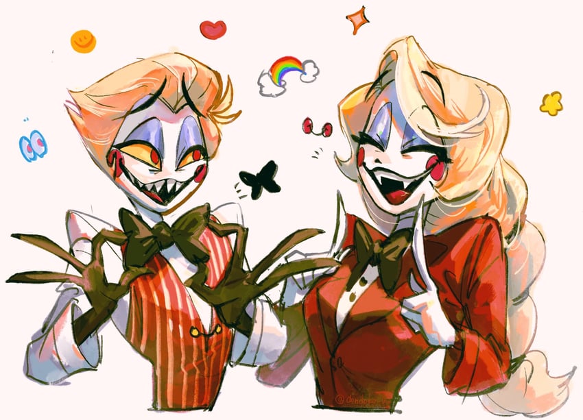 lucifer morningstar and charlie morningstar (hazbin hotel) drawn by dondoko_00