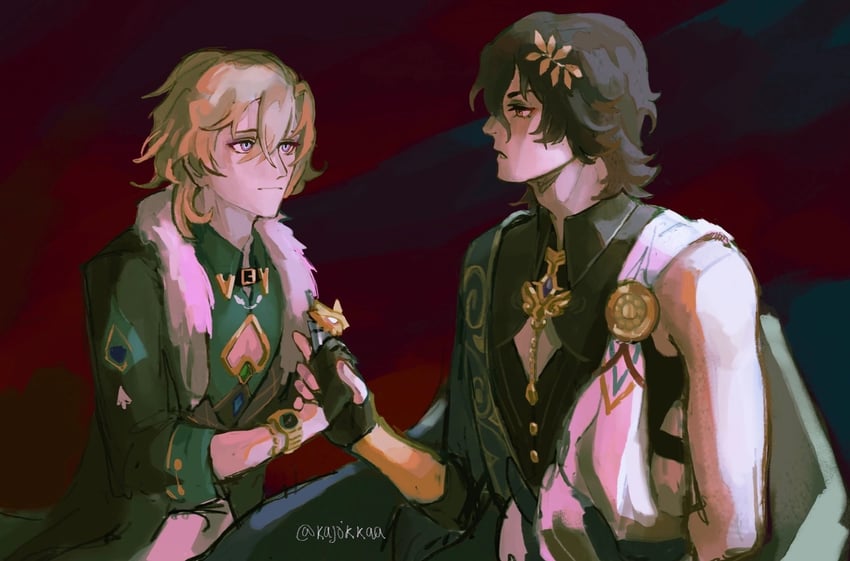aventurine and dr. ratio (honkai and 1 more) drawn by kajokkaa