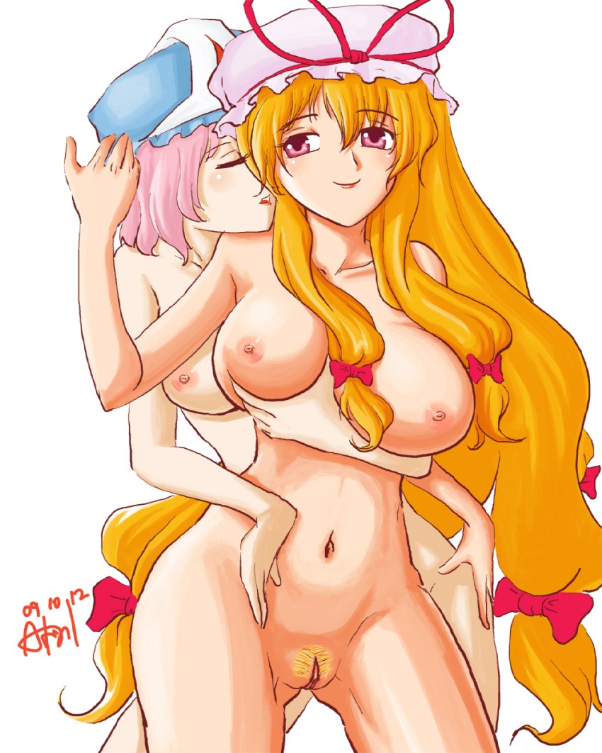 yakumo yukari and saigyouji yuyuko (touhou) drawn by yuro_(yuroaoj)