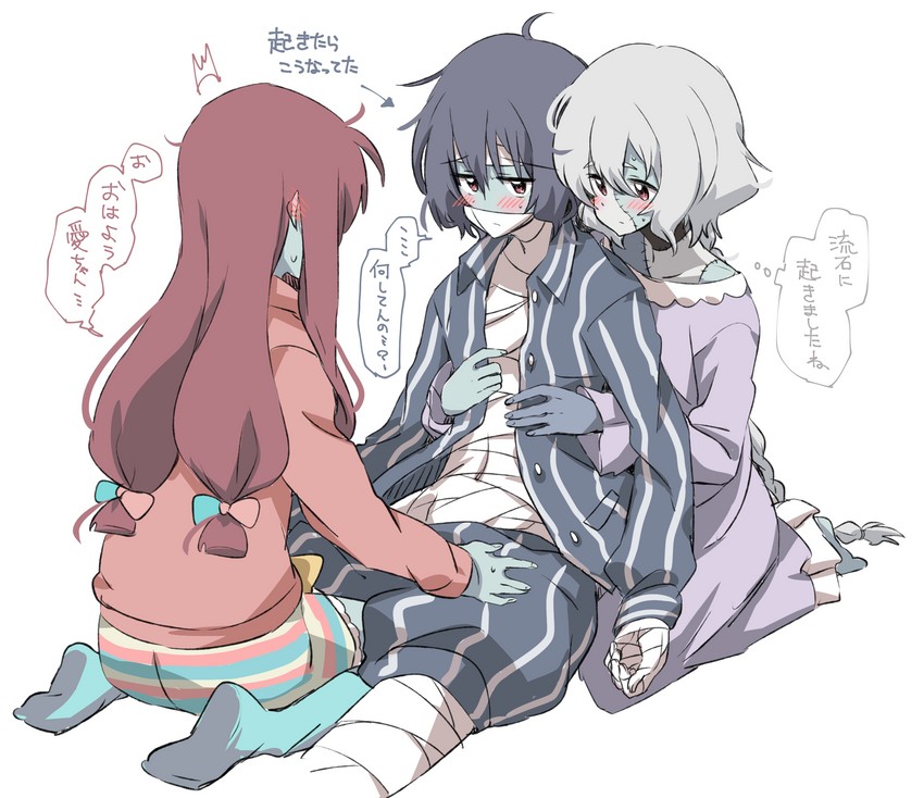 konno junko, minamoto sakura, and mizuno ai (zombie land saga) drawn by mizin_kosutin