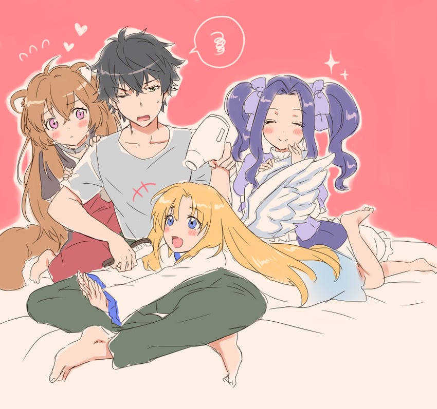 raphtalia, iwatani naofumi, filo, and melty q melromarc (tate no yuusha no nariagari) drawn by niwata0