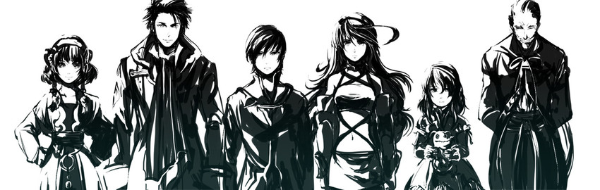 milla maxwell, jude mathis, alvin, elize lutus, teepo, and 2 more (tales of and 1 more) drawn by sake_(kadai)