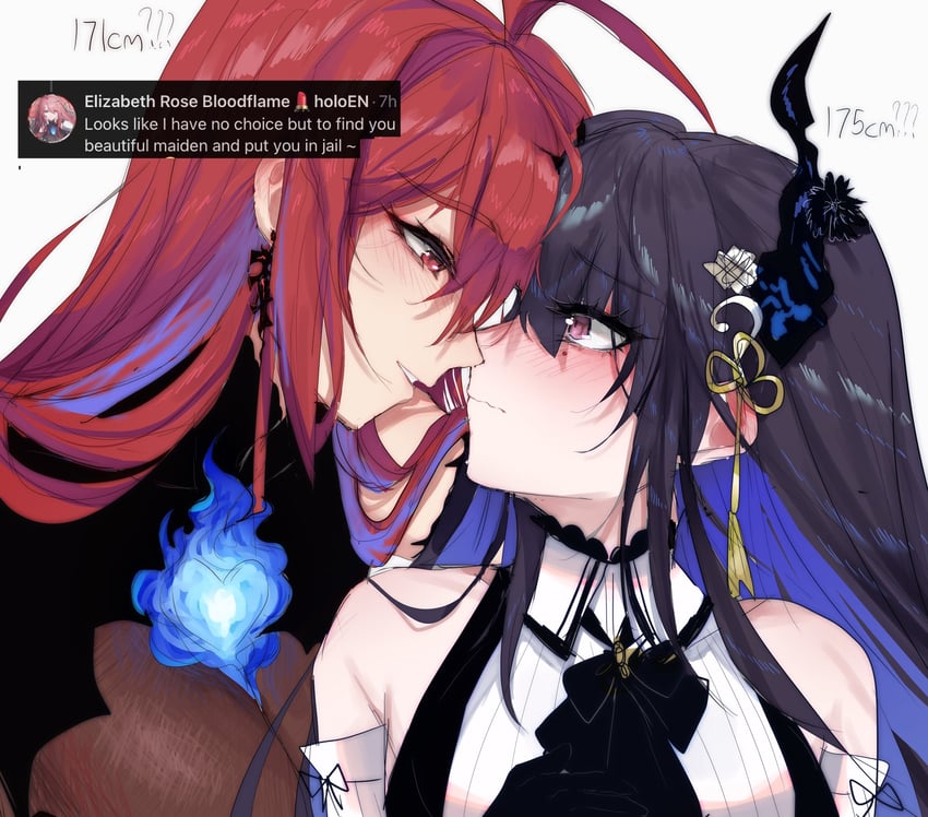 nerissa ravencroft and elizabeth rose bloodflame (hololive and 2 more) drawn by 0yamiiii