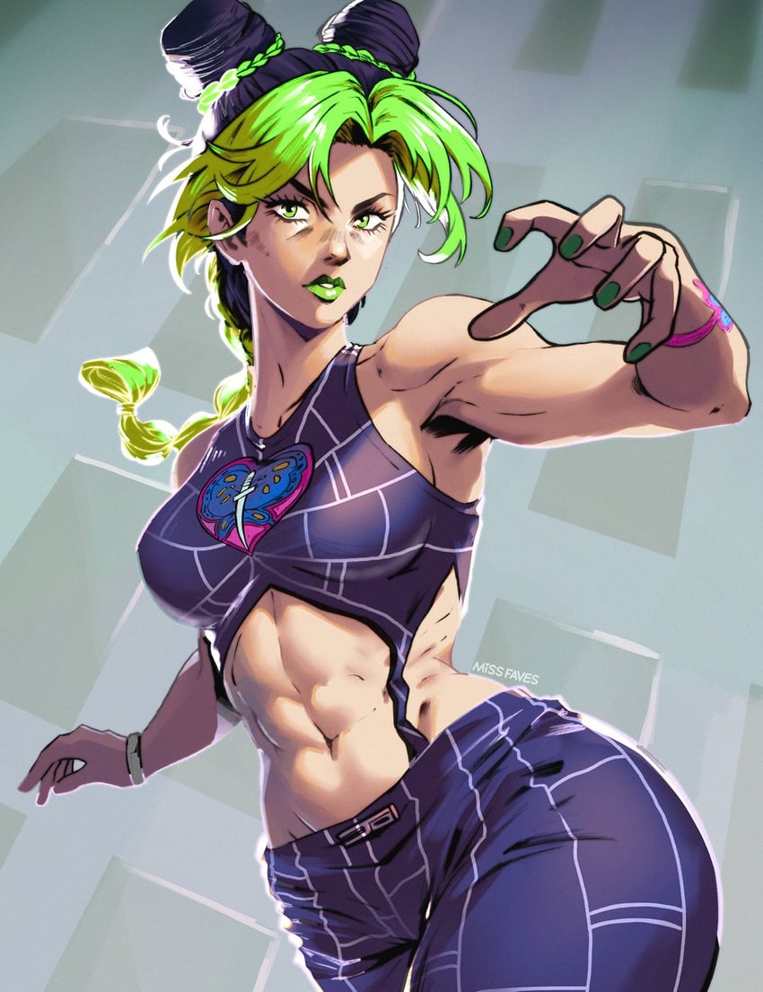 kujo jolyne (jojo no kimyou na bouken and 1 more) drawn by miss_faves