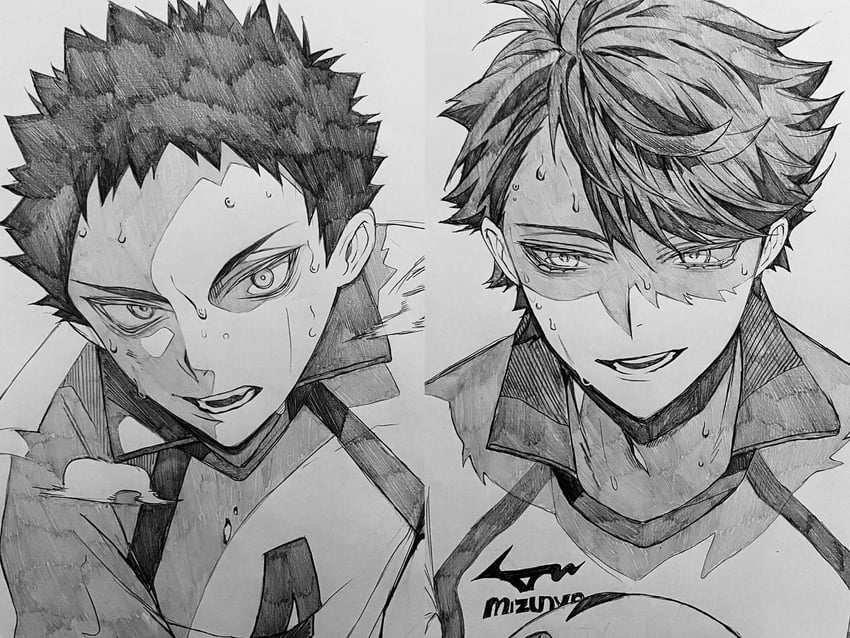 oikawa tooru and iwaizumi hajime (haikyuu!!) drawn by 3_surugi
