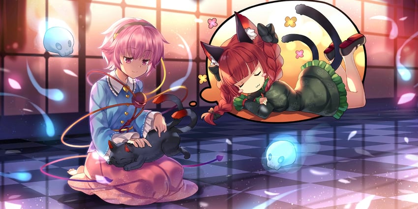 komeiji satori and kaenbyou rin (touhou and 1 more) drawn by capura_lin