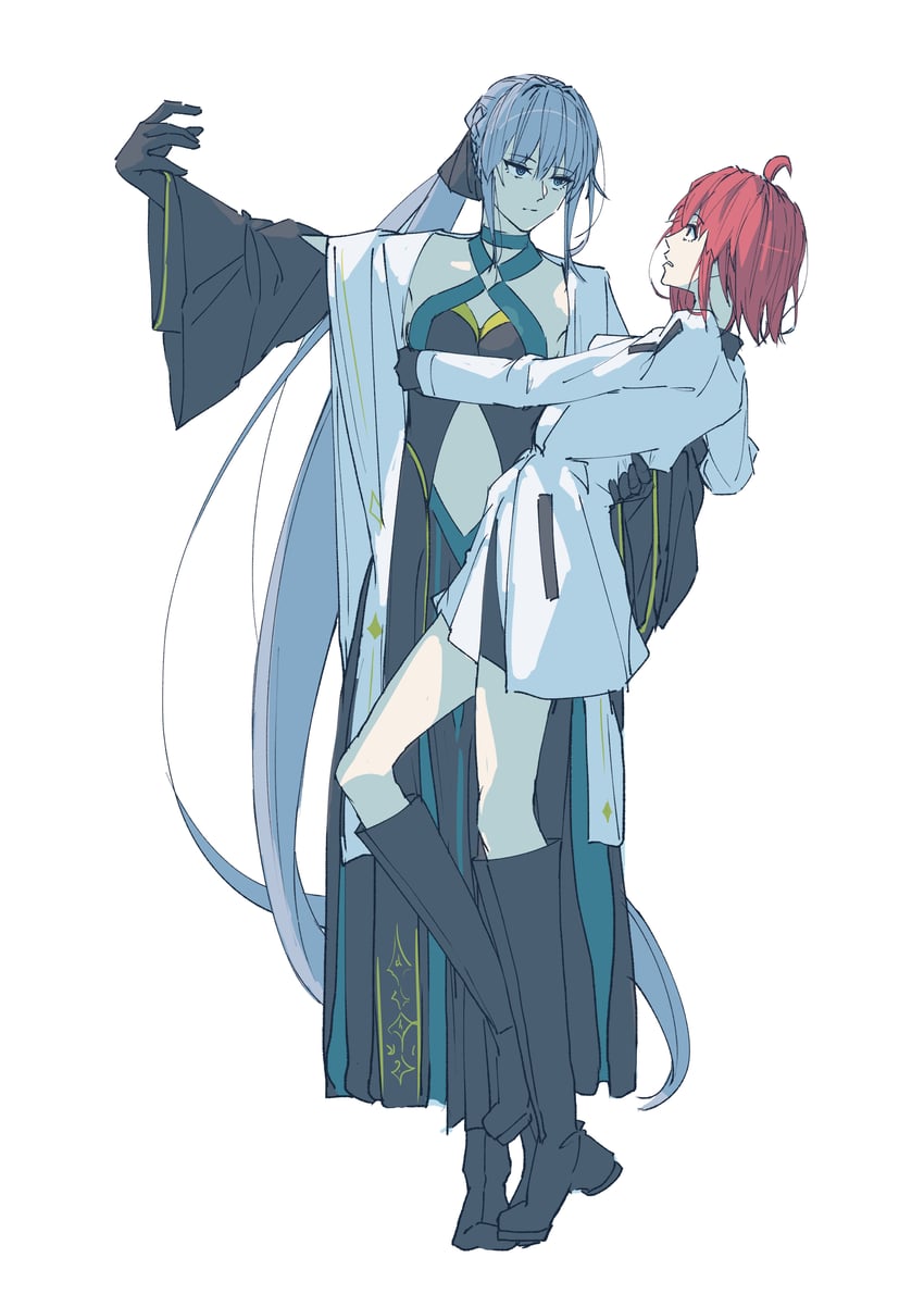 fujimaru ritsuka and morgan le fay (fate and 1 more) drawn by s_kazne