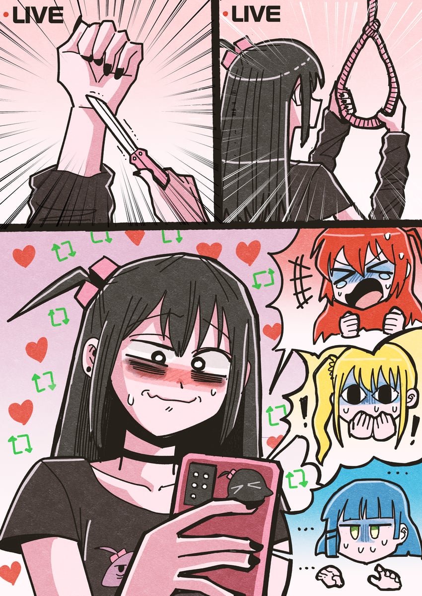 gotoh hitori, kita ikuyo, ijichi nijika, and yamada ryo (bocchi the rock!) drawn by hansoom_(latebirdwakeup)