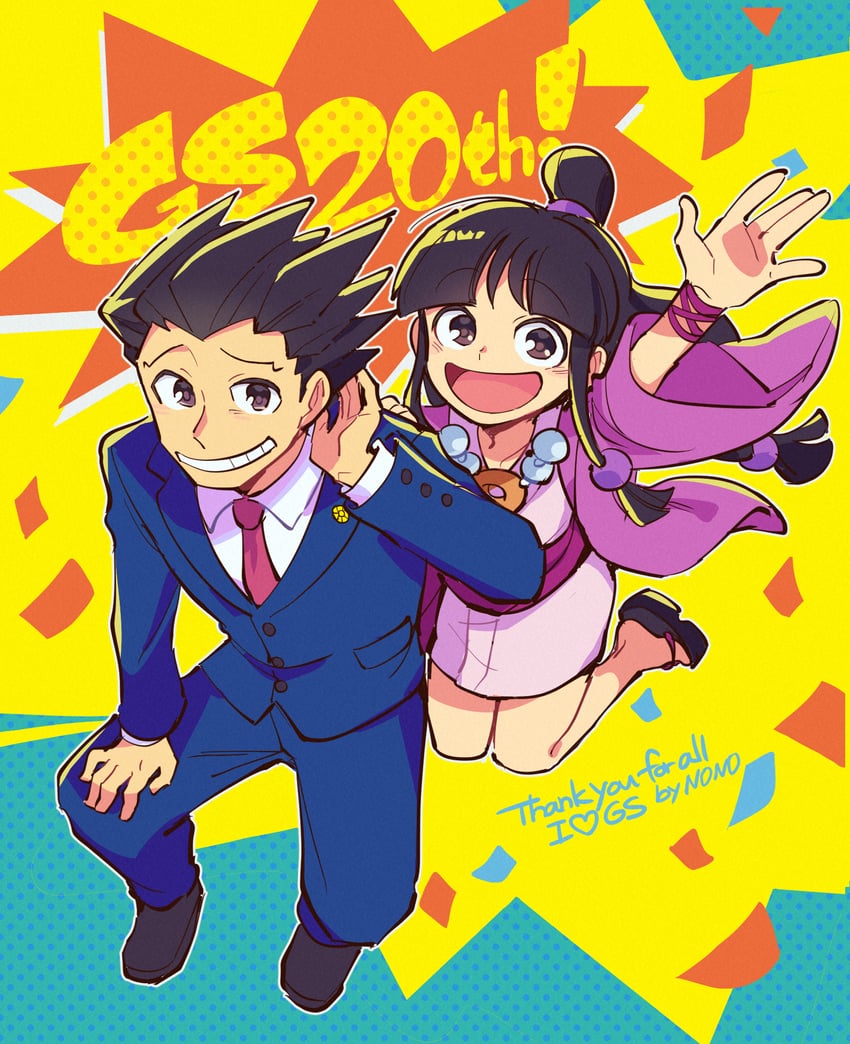 phoenix wright and maya fey (ace attorney) drawn by nono_(norabi)