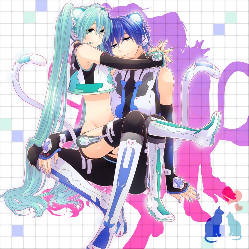 hatsune miku and kaito (vocaloid and 2 more) drawn by irono_(irtyu)