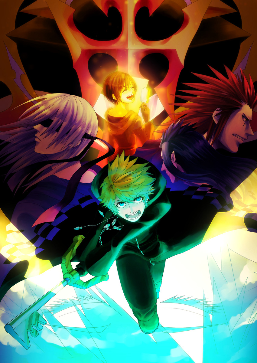 sora, roxas, riku, xion, axel, and 1 more (kingdom hearts and 1 more) drawn by a5_arashi