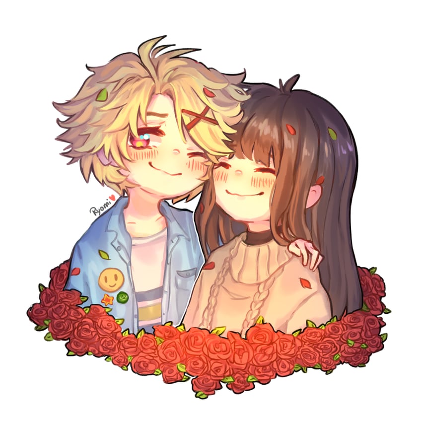 protagonist and kim yoosung (susanghan messenger) drawn by ryomidh