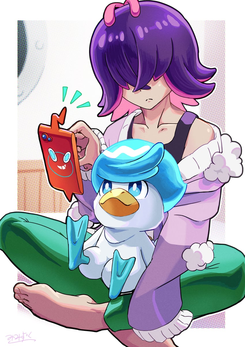 rotom, rotom phone, quaxly, and dot (pokemon and 1 more) drawn by mimizuku_suana