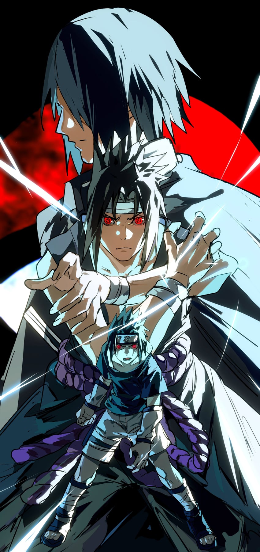 uchiha sasuke (naruto and 2 more) drawn by xi_luo_an_ya