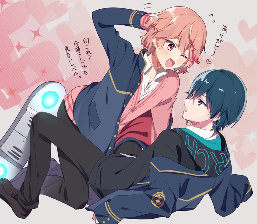 hinata mahiru and kagemiya kei (dankira!!!) drawn by riku_(melty_drop)