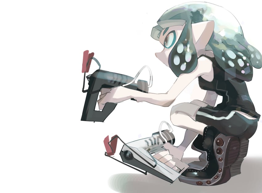 inkling player character and inkling girl (splatoon) drawn by koike3582