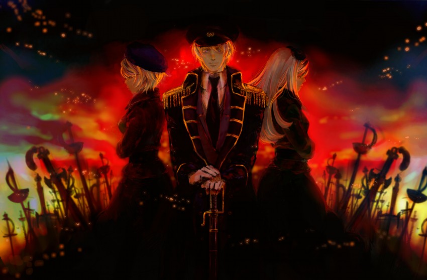 russia, belarus, and ukraine (axis powers hetalia) drawn by azo