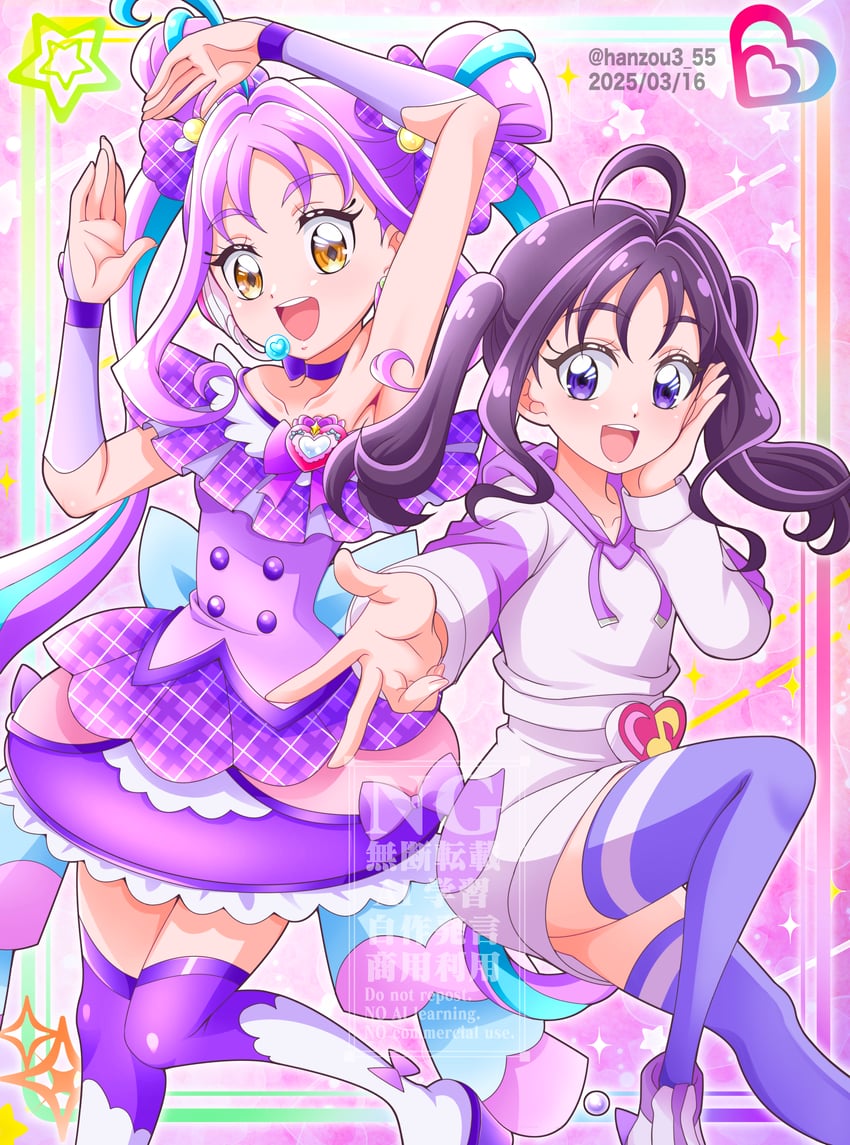shigure kokoro, cure kyunkyun, and takamori natsumi (precure and 1 more) drawn by hanzou