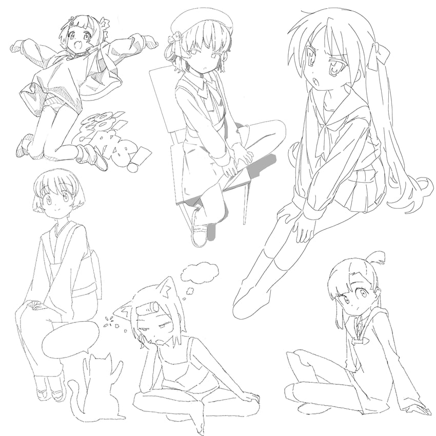hiiragi kagami, kagari atsuko, hatoba tsugu, gris, and sakuraba aoi (lucky star and 4 more) drawn by jiryu50610218