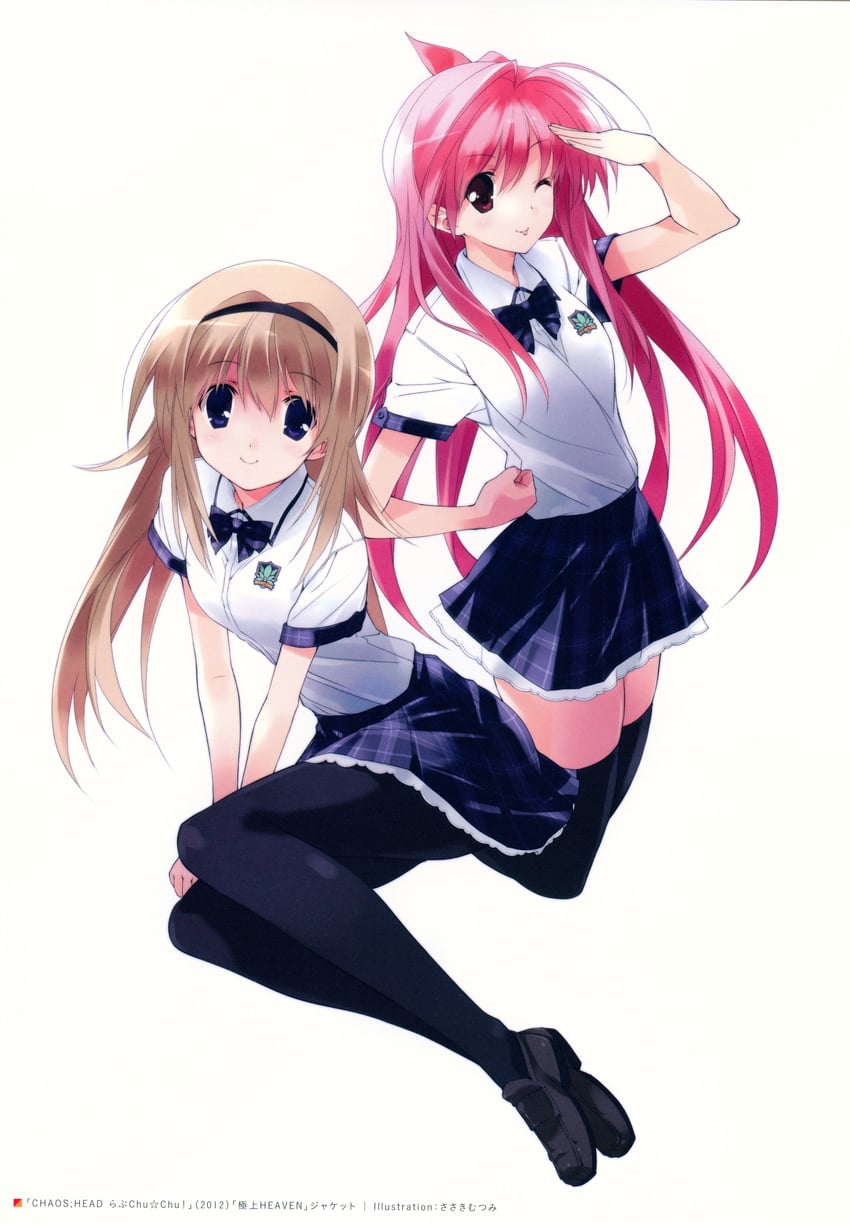sakihata rimi and nishijou nanami (chaos;head and 1 more) drawn by sasaki_mutsumi