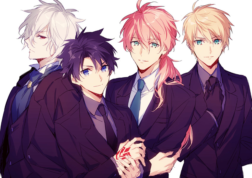 artoria pendragon, saber, fujimaru ritsuka, edmond dantes, arthur pendragon, and 1 more (fate and 3 more) drawn by xia_(ryugo)