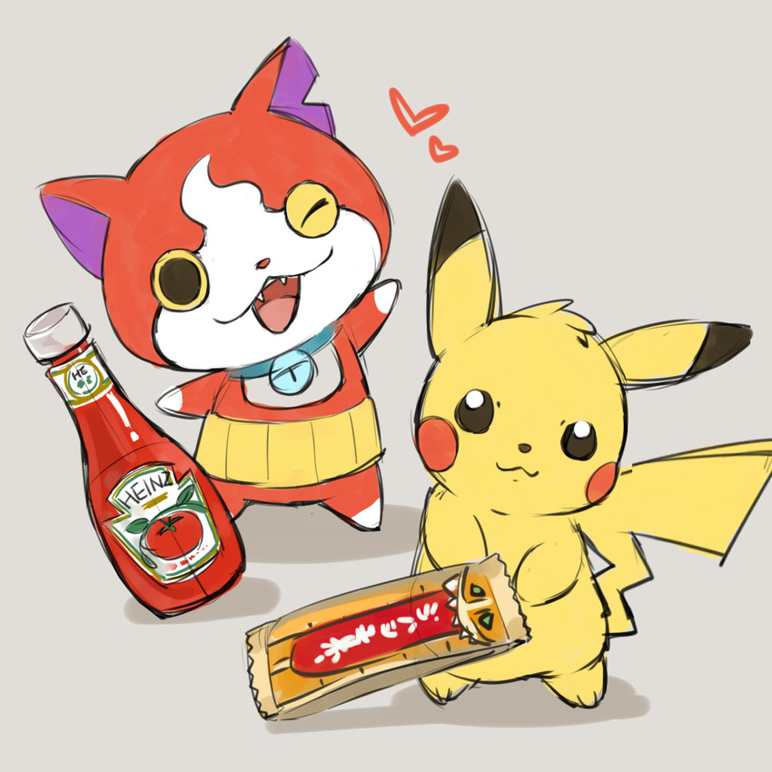 pikachu and jibanyan (pokemon and 2 more) drawn by zrae