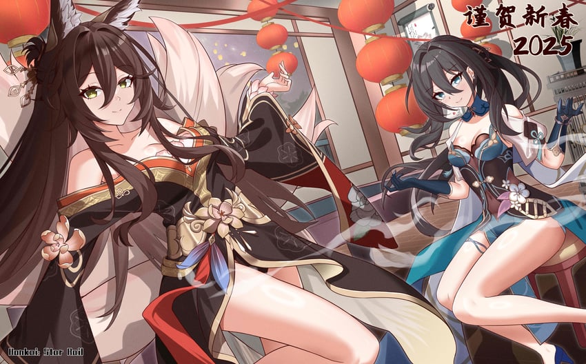 ruan mei and tingyun (honkai and 1 more) drawn by jie_xian_(tsuki)