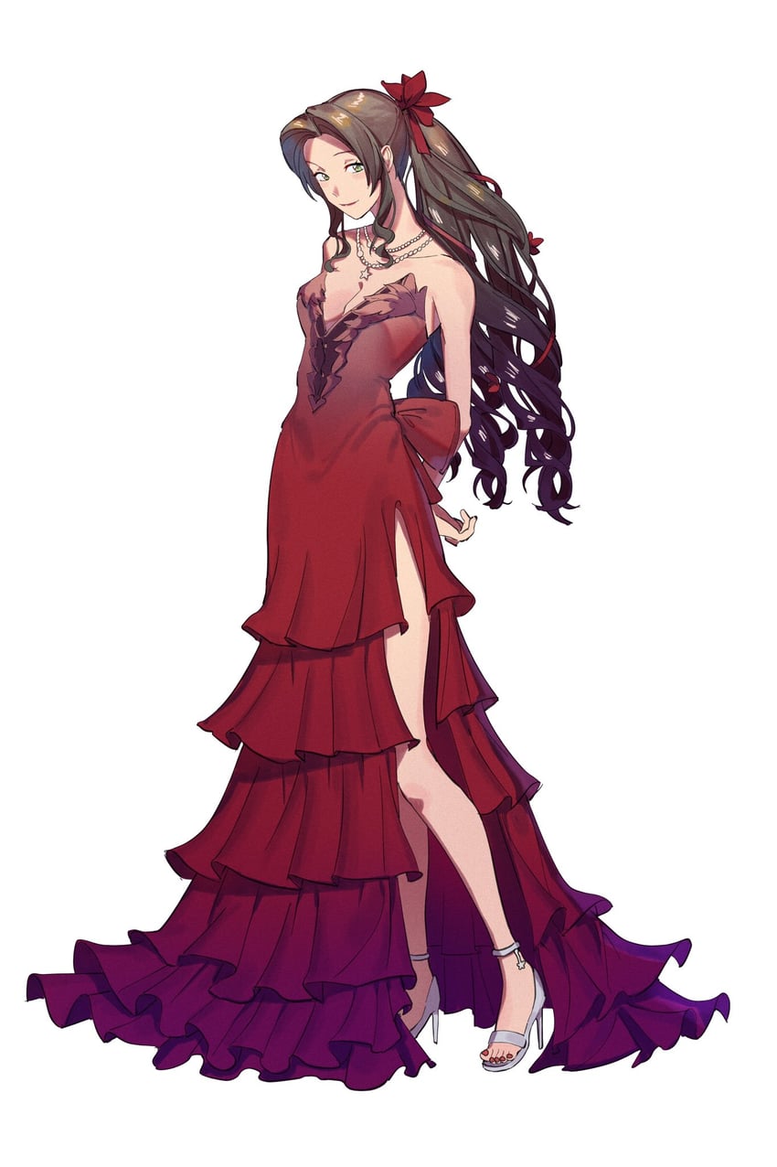 aerith gainsborough (final fantasy and 2 more) drawn by shioajiass