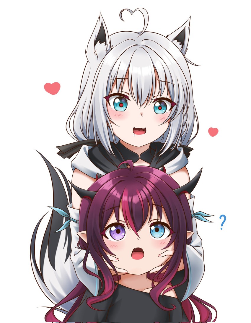 shirakami fubuki and irys (hololive and 1 more) drawn by jan_azure
